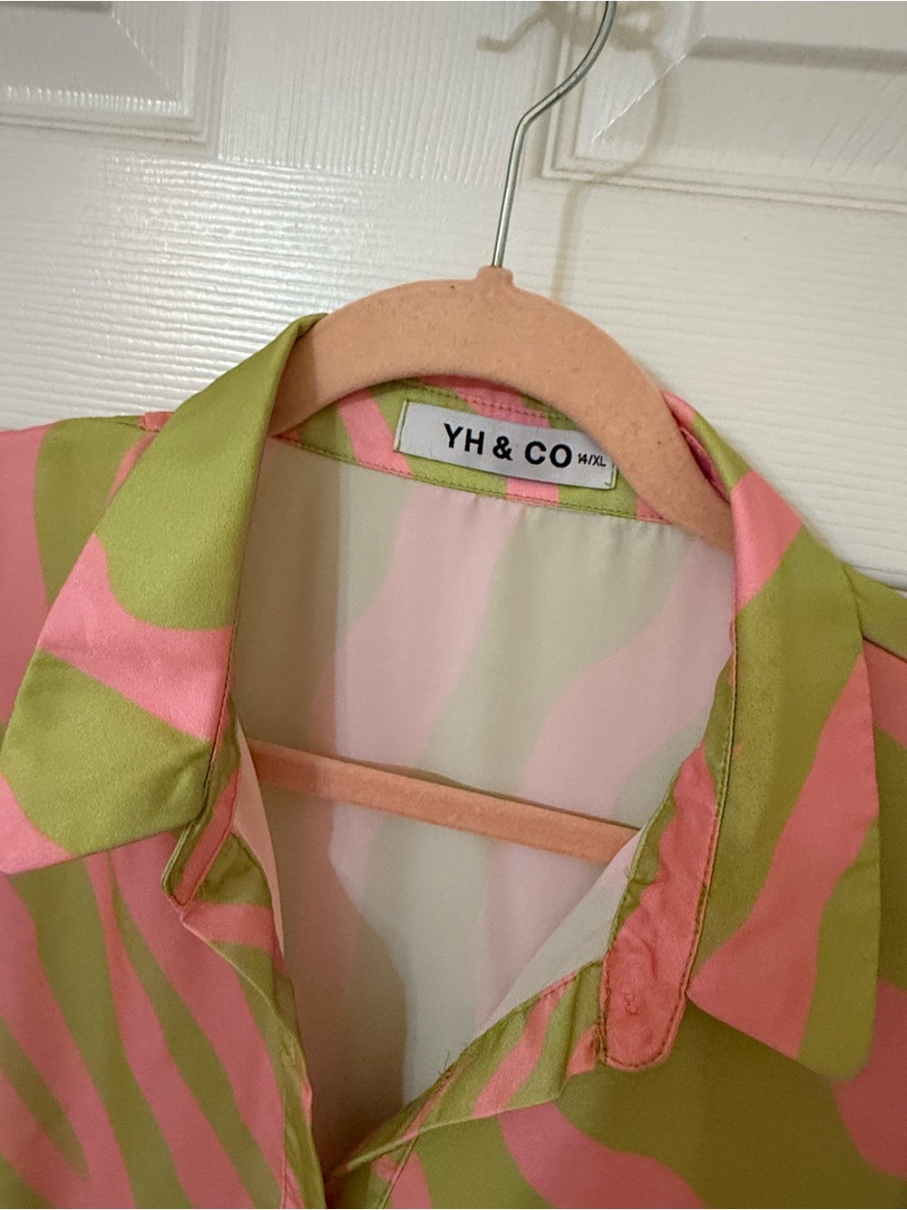 Pink and Green Zebra-Print Tiered Midi Dress - Picture 2 of 4